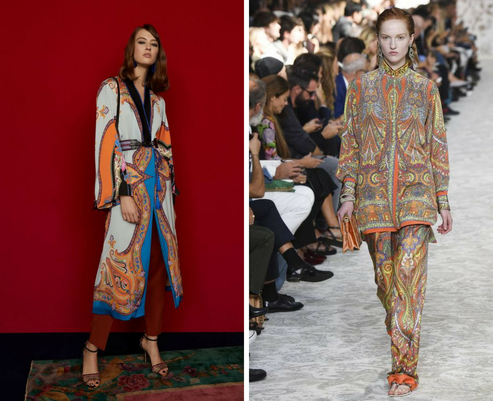 modele purtand creatii cu imprimeuri paisley