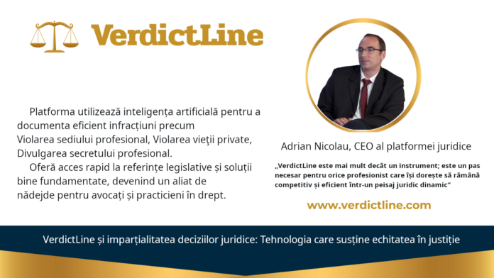 Adrian Nicolau, CEO al platformei juridice VerdictLine.com, prezintă soluții inovatoare pentru documentarea infracțiunilor precum Violarea sediului profesional, Violarea vieţii private, și Divulgarea secretului profesional cu ajutorul inteligenței artificiale. VerdictLine.com oferă avocaților și practicienilor acces rapid la referințe legislative și jurisprudențiale, facilitând analiza detaliată a spețelor penale din România.